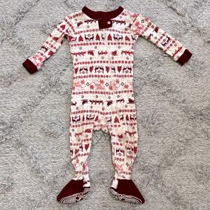 Burt’s Bees Baby Season’s Greetings Christmas Footed Jammies 6-9M Organic Cotton